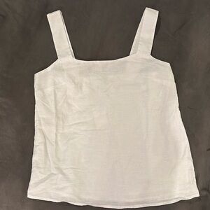 J Crew white linen square neck boxy tank NWT!